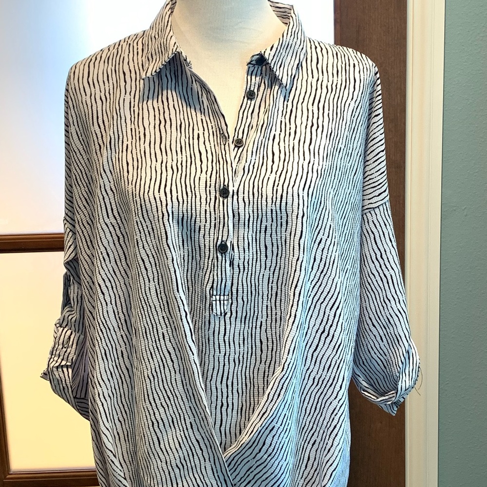 White and black blouse size medium